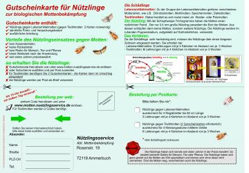 Gutscheinkarten Mottenbekämpfung 