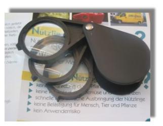 Kunstofflupe mit 3 Linsen 