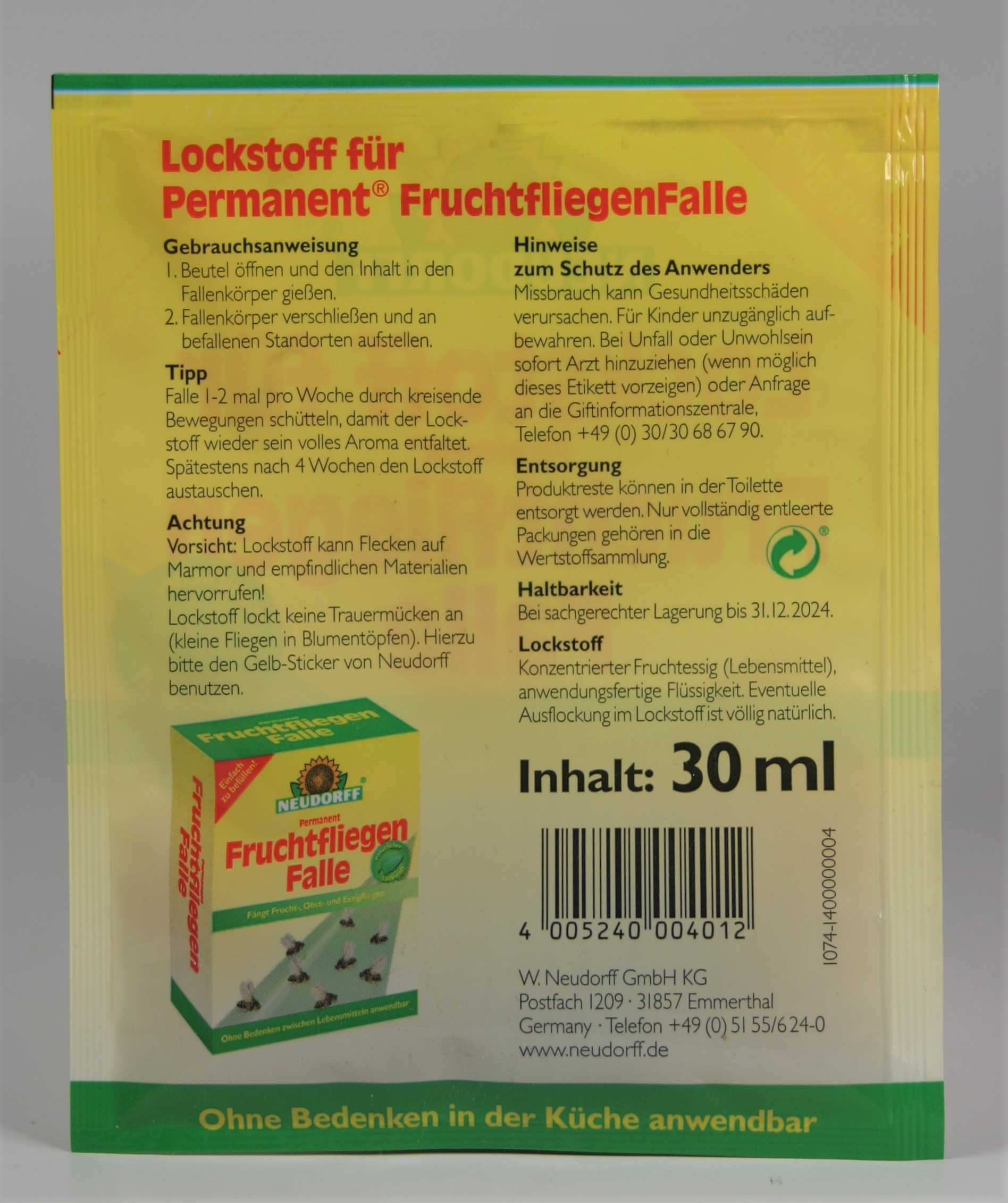 Fruchtfliegenfalle-Nachfüllpackung Lockstoff  (2 x 30ml) 